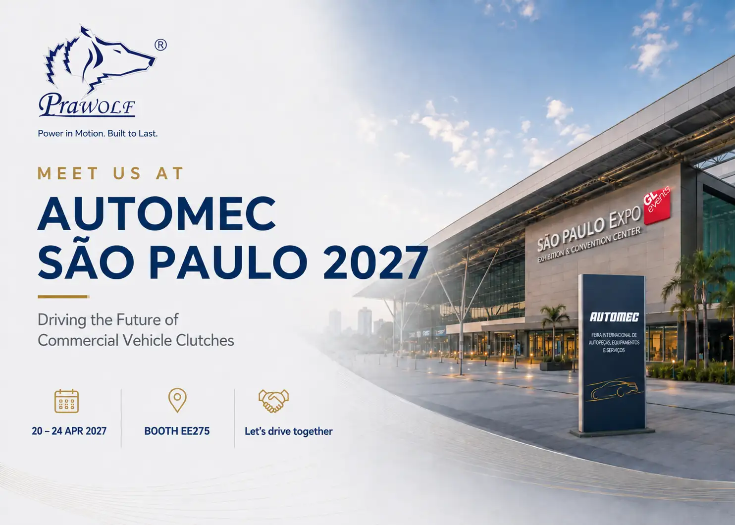 PRAWOLF invitation to AUTOMEC São Paulo 2027, booth EE275